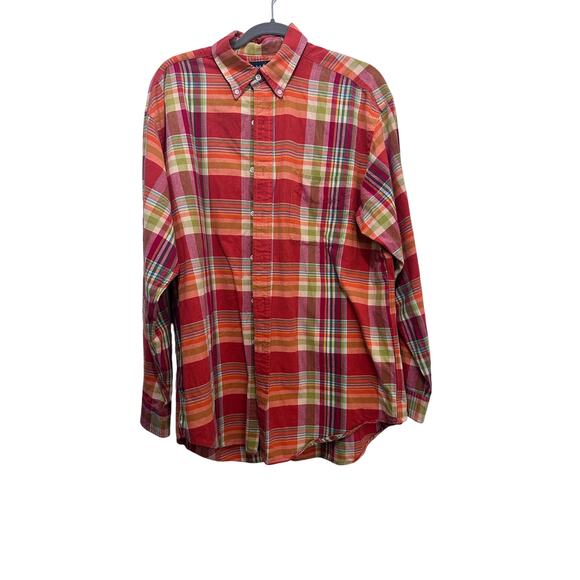 Polo Ralph Lauren Multicolor Plaid Button Down Blake Cotton Flannel Shirt Size L - Picture 1 of 3
